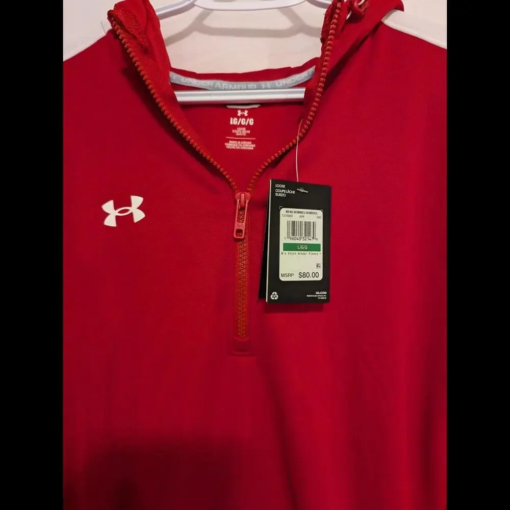 $80 Mens Under Armour Fleece Hooded Jacket Large NWT - Picture 2 of 8